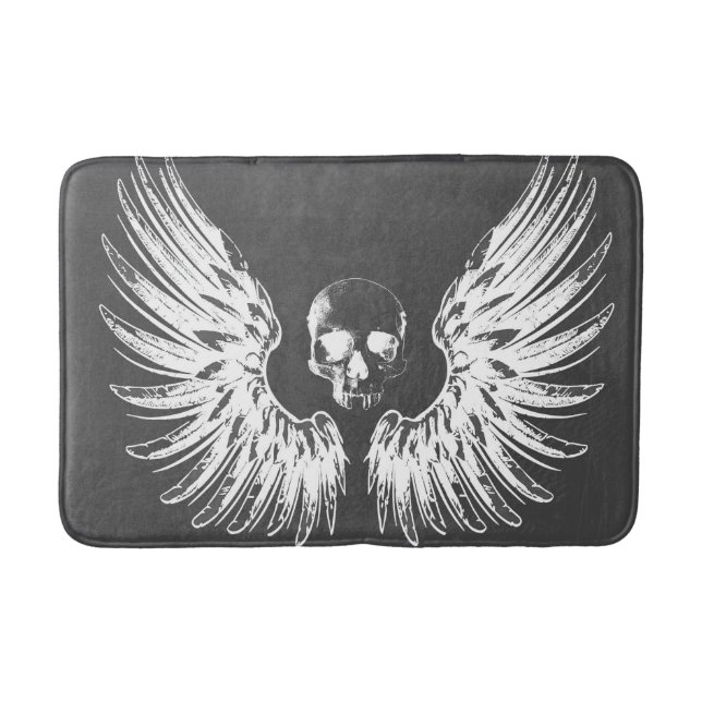 Tapis De Bain Gray & White Rock Angel Ailes Crâne (Devant)