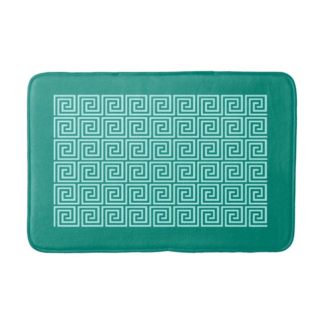 Tapis De Bain grecque Motif, turquoise et aqua (Devant)