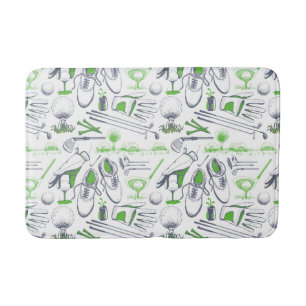 Tapis De Bain Green Golf Icons Motif