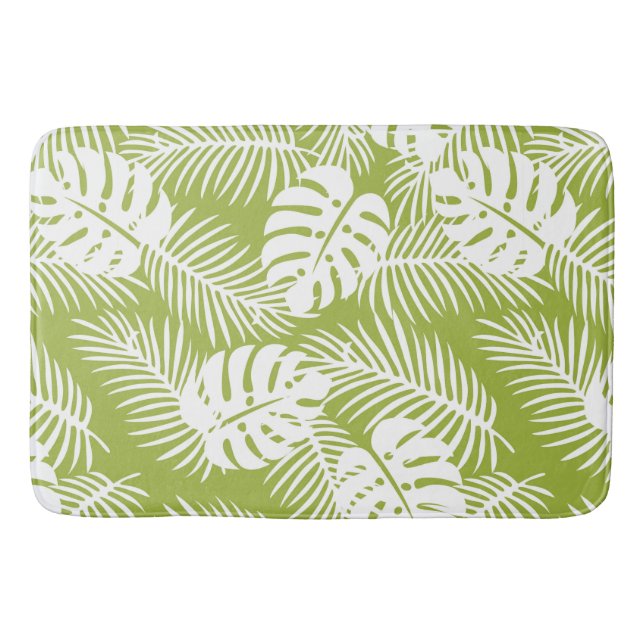 Tapis De Bain Green Palm Feuille Rainforest Motif (Devant)