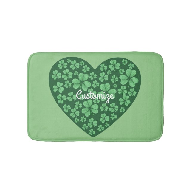 Tapis De Bain Green Shamrock Heart St Patrick's Day (Devant)