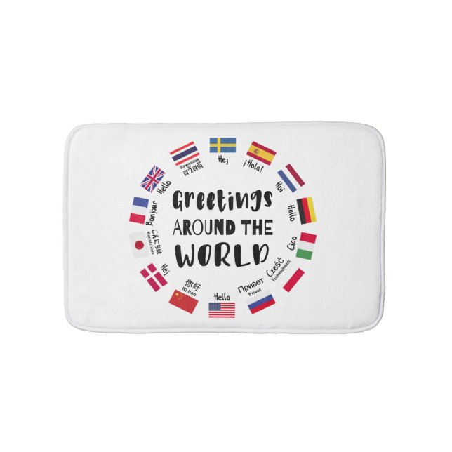 Tapis De Bain Greetings around the world, Hello in all languages (Devant)