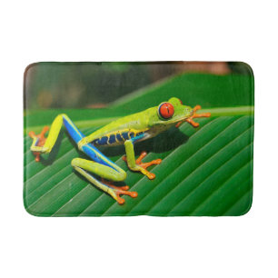 Tapis De Bain Grenouille d'arbre aux yeux rouges de vert