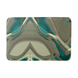 Tapis De Bain Grey and Blue Abstract
