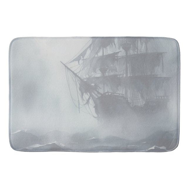 Tapis De Bain Grey, Gris Fog Pirate Navire Retraite (Devant)