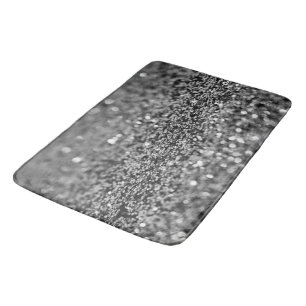 Tapis De Bain Gris argenté paillettes Bokeh Glam 2