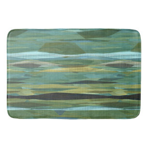 Tapis De Bain gris bleu et vert abstrait
