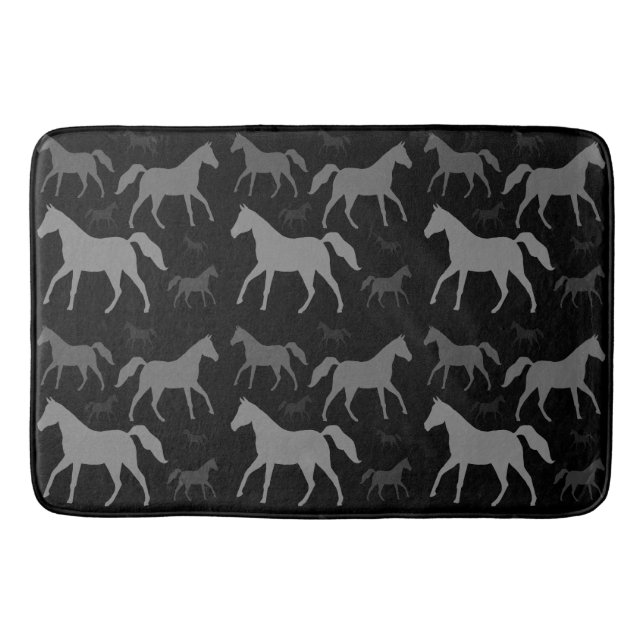 Tapis de bain gris de silhouette de cheval (Devant)