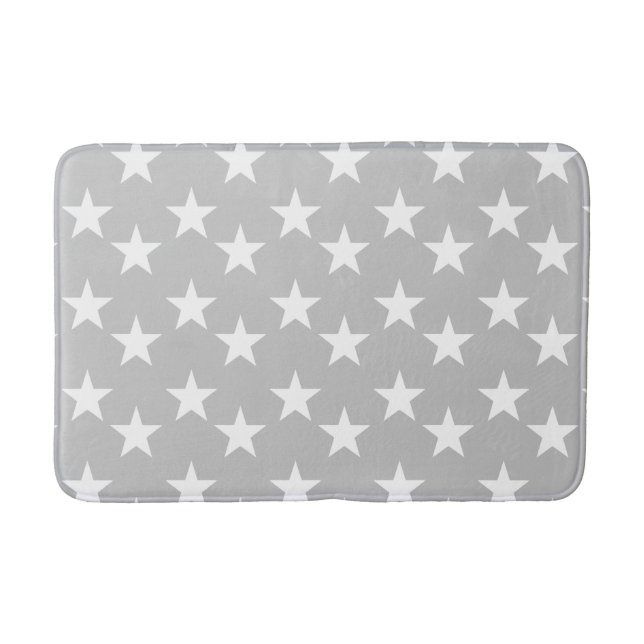 Tapis de bain gris et blanc de mousse de profil (Devant)