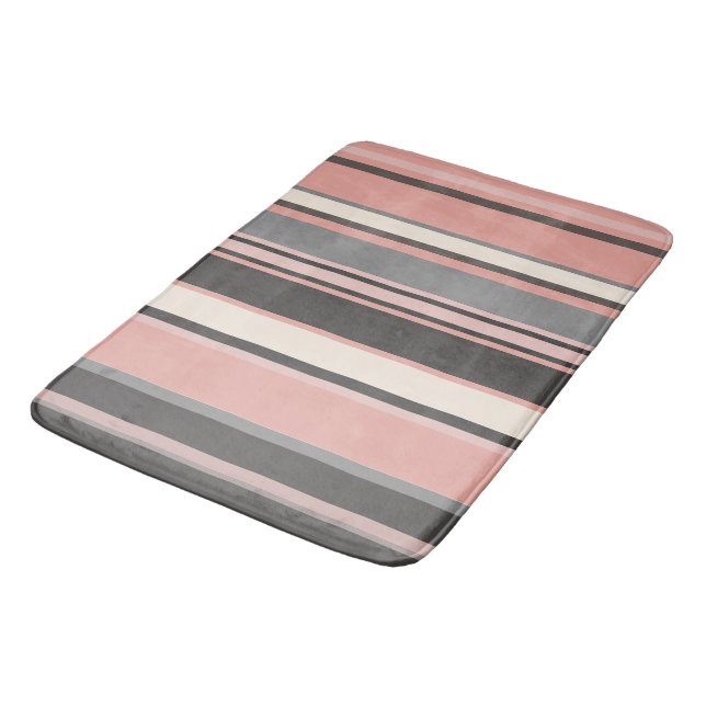 Tapis De Bain Gris et rose Trappe moderne du milieu du siècle (Angle)