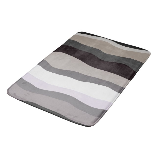 Tapis De Bain Gris et violet rayures ondulées (Angle)