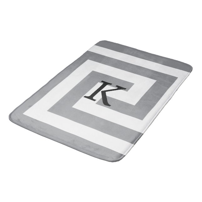 Tapis De Bain Gris Gris Gris Gris Noir Blanc Motif (Angle)