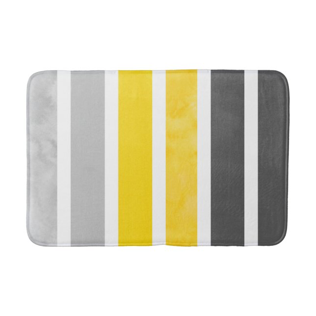 Tapis De Bain Gris Jaune Blancs (Devant)