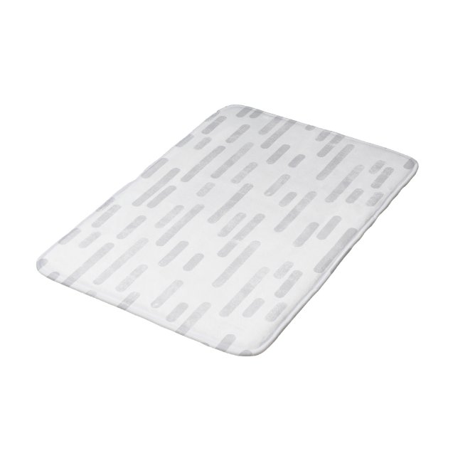 Tapis De Bain Gris pâle sur lignes arrondies blanches Motif (Angle)