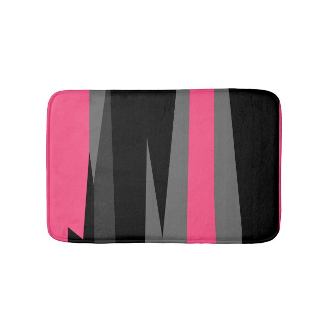 Tapis De Bain Gris rose et Abstrait noir (Devant)