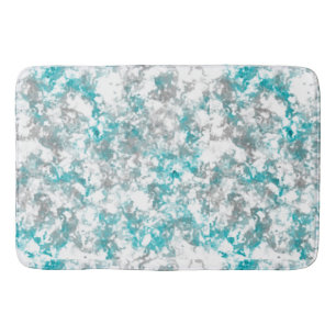 Tapis De Bain gris turquoise et blanc abstrait 