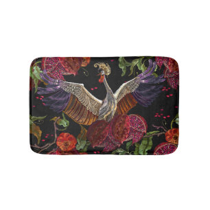 Tapis De Bain Grue de grenade Roses : Art de la broderie