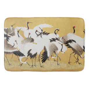 Tapis De Bain Grues d'horloges japonaises Vintage Bird Rich Clas