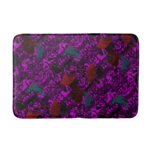 Tapis de bain grunge ginkgo violet