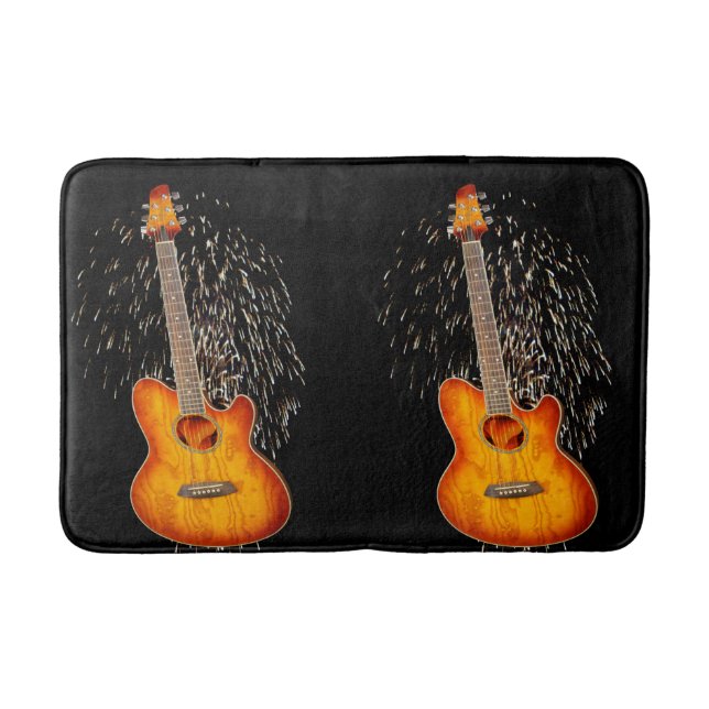 Tapis De Bain Guitare Acoustique Avec Pompiers, (Devant)