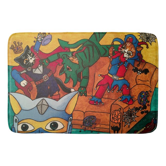 Tapis De Bain Halloween Chevalier Médiéval Costume Chats (Devant)