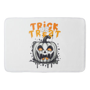 Tapis De Bain Halloween Citrouille éffrayant Design Tri ou trait