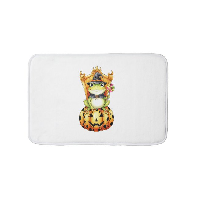 Tapis De Bain Halloween Cute Frog sur Citrouille (Devant)