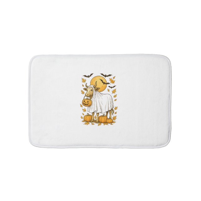 Tapis De Bain Halloween de vache Highland en costume fantôme (Devant)