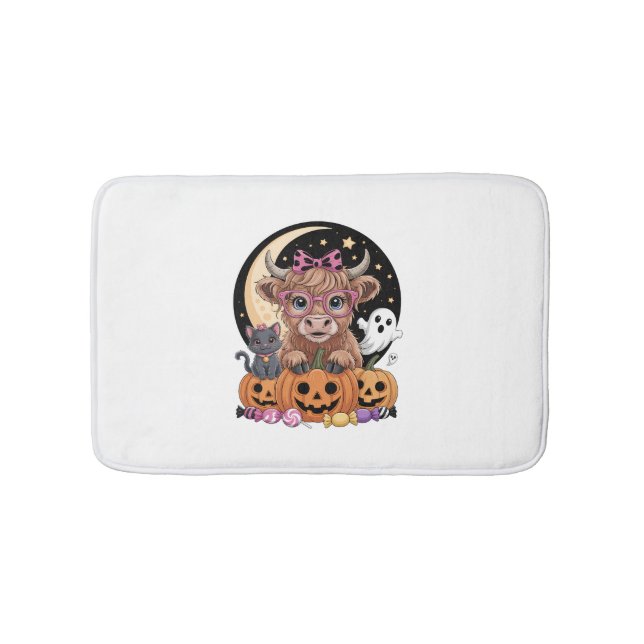 Tapis De Bain Halloween Éffrayante saison de la vache Highland (Devant)