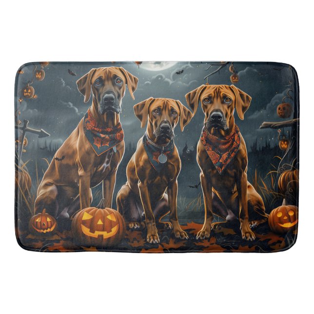 Tapis De Bain Halloween Rhodesian Ridgeback Éffrayant (Devant)