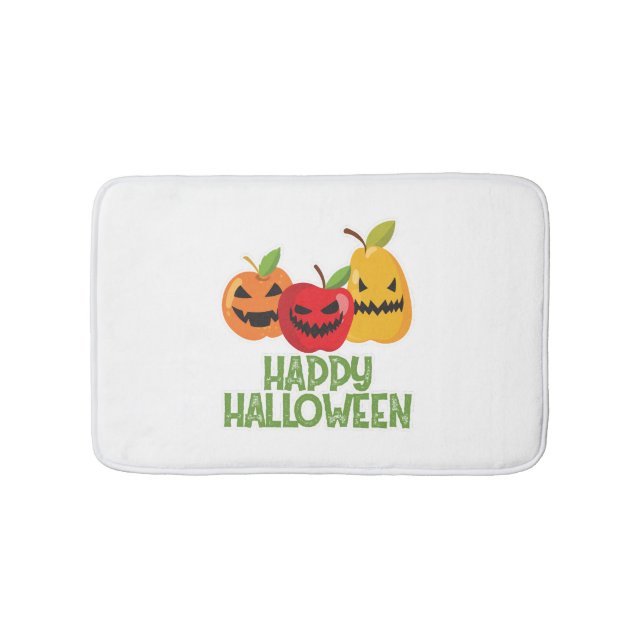 Tapis De Bain Halloween Vegan Happy Halloween Citrouille Végétar (Devant)