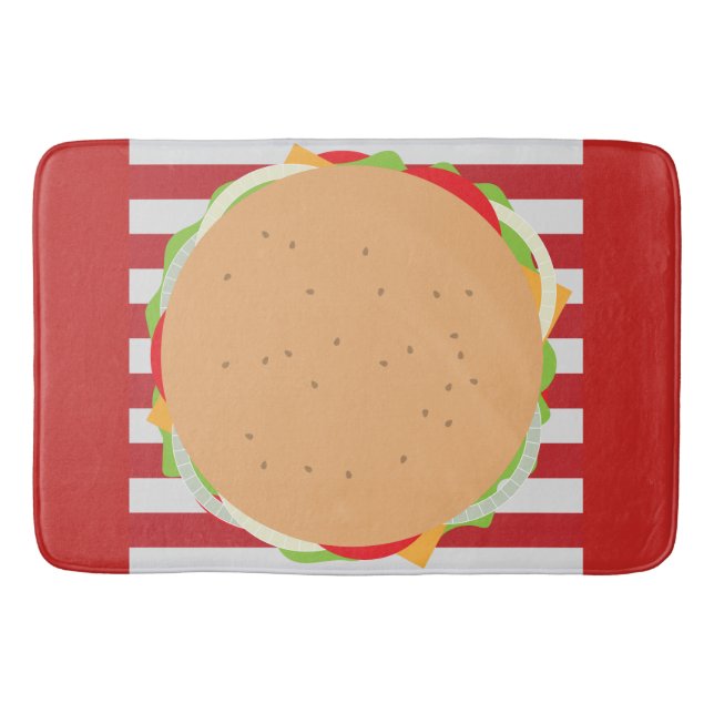 Tapis De Bain Hamburger cheeseburger mignon café rayé rec (Devant)