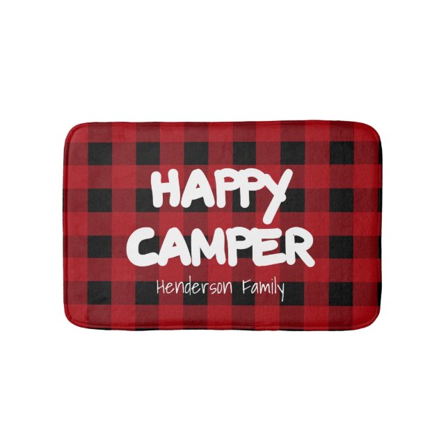 Tapis De Bain Happy Camper Rouge et Black Buffalo Plaid Family (Devant)