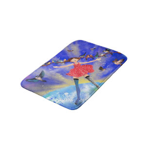 Tapis De Bain Happy Girl with Birds