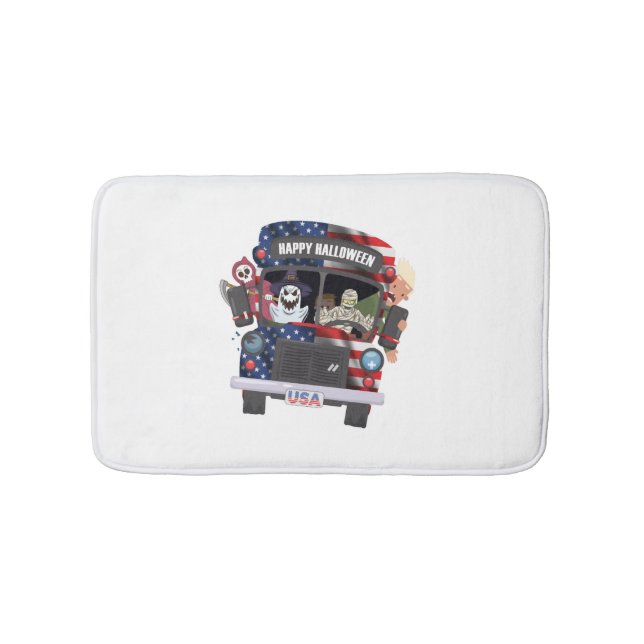 Tapis De Bain happy halloween bus chemise de fête gens (Devant)
