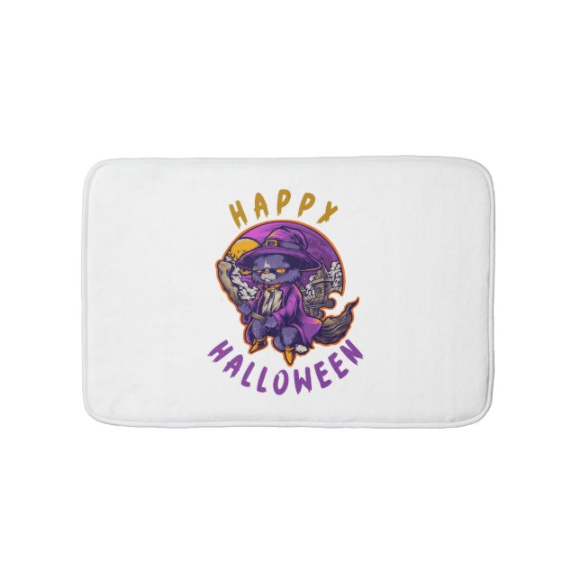 Tapis De Bain Happy Halloween Chat sorcier Halloween (Devant)