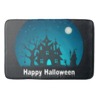 Happy Halloween Maison hantée bleue et noire