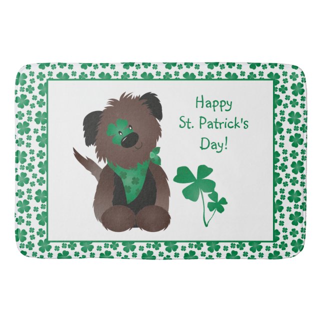 Tapis De Bain Happy Jour de la Saint Patrick Chien quatre feuill (Devant)
