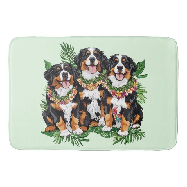 Tapis De Bain Hawaiian Bernese Mountain Dogs Flower Lei (Devant)