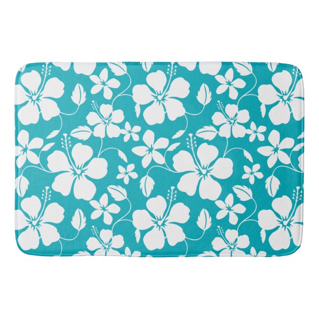 TAPIS DE BAIN HAWAIIAN HULA (HIBISCUS) TURQUOISE (Devant)