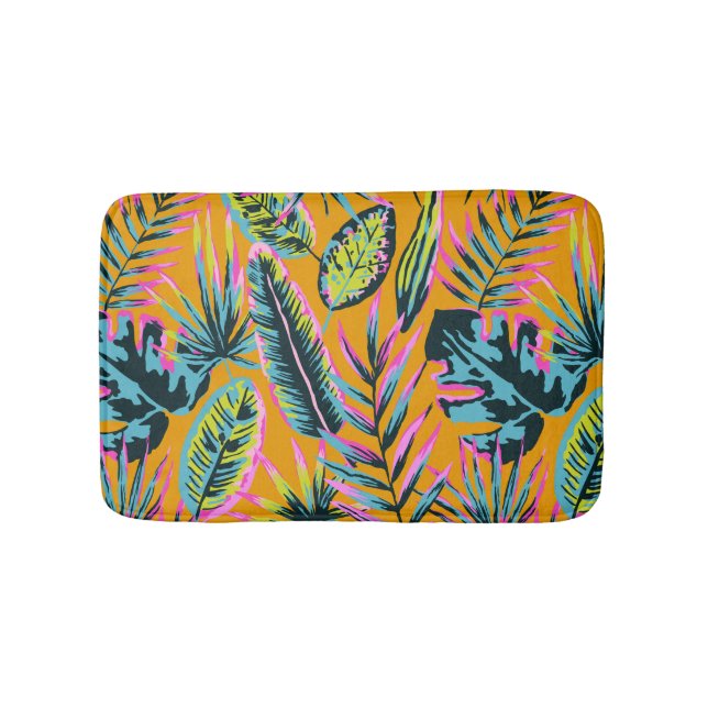 Tapis De Bain Hawaiian Tropical Feuilles Et Plante Imprimer Moti (Devant)