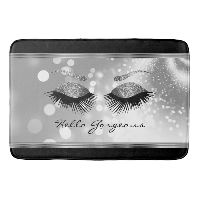 Tapis De Bain Hello Gorgeous - Beaux cils avec Argent (Devant)