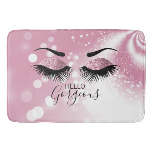 Tapis De Bain Hello Gorgeous - Yeux de Parties scintillant rose
