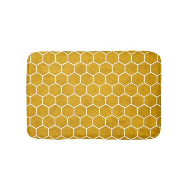 Tapis De Bain Hexagone Motif Hexagon Jaune (Devant)