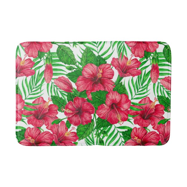 Tapis De Bain Hibiscus et palmiers feuilles (Devant)