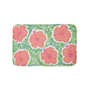 Tapis De Bain Hibiscus Pop Motif Mat