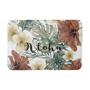 Tapis De Bain Hibiscus Tropical Floral Vintage Chic Aloha