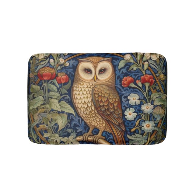 Tapis De Bain Hibou dans le jardin style William Morris (Devant)