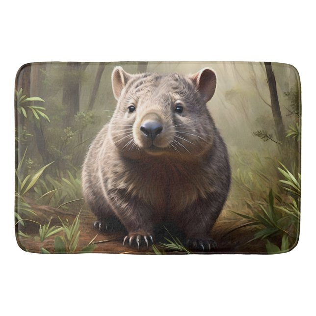 Tapis De Bain "Hidden in the Bush : An Aussie Wombat in the Wild (Devant)