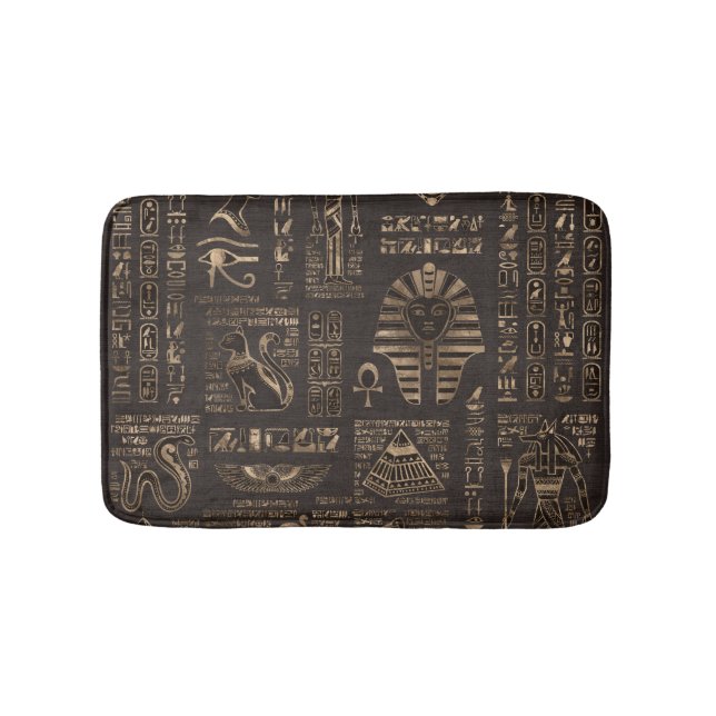 Tapis De Bain Hiéroglyphes et divinités égyptiens - or sur le (Devant)